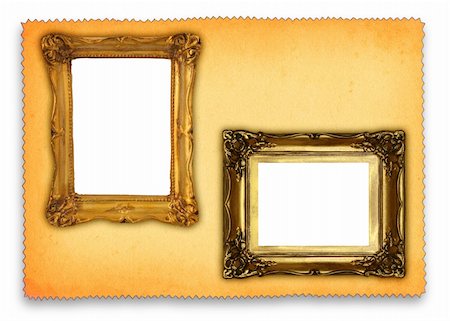 simsearch:400-07332295,k - two hollow antique frames against retro paper background, gentle shadow behind paper, all isolated on white Stock Photo - Budget Royalty-Free & Subscription, Code: 400-04498016