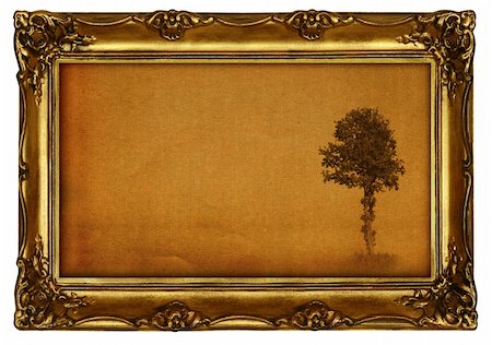 simsearch:400-07332295,k - old painting with lonely tree motive, all isolated on pure white background, photo insde is my property Stock Photo - Budget Royalty-Free & Subscription, Code: 400-04498320