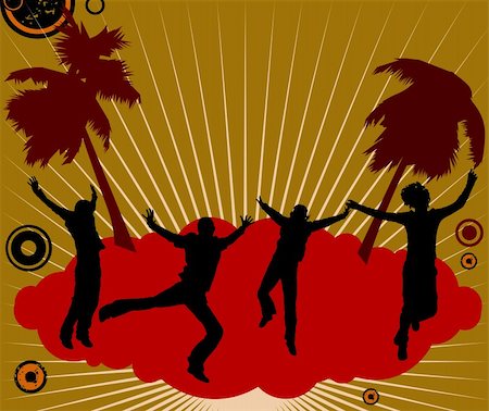 simsearch:400-04222943,k - silhouette people dancing on  the party island Photographie de stock - Aubaine LD & Abonnement, Code: 400-04498870