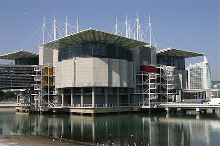 the modern building of expo block. The Lisbon Oceanarium in Portugal is one of the biggest fish tanks in the world, with species from the 5 oceans. Stock Photo - Budget Royalty-Free & Subscription, Code: 400-04499598