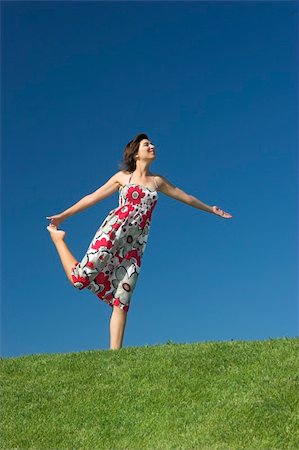 simsearch:400-03934248,k - Happy woman having fun on a beautiful green meadow Stock Photo - Budget Royalty-Free & Subscription, Code: 400-04490446
