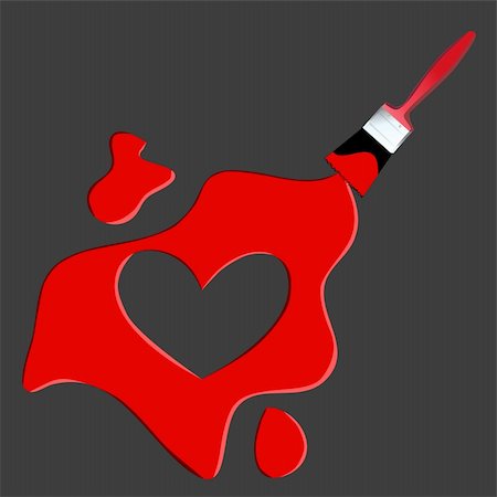 simsearch:400-06207242,k - Vector - Heart shaped symbol formed by a paint with a paint brush in red. Concept: Romance Stock Photo - Budget Royalty-Free & Subscription, Code: 400-04491541