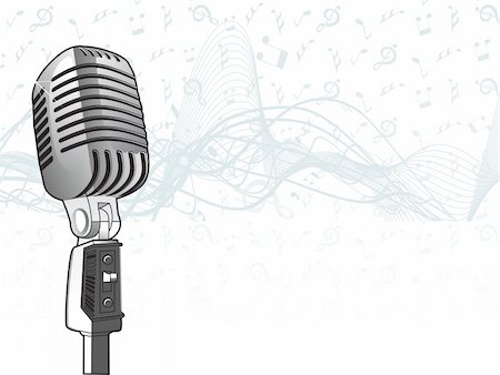 A microphone with music notes and floral design. Editable colors Stock Photo - Budget Royalty-Free & Subscription, Code: 400-04492212