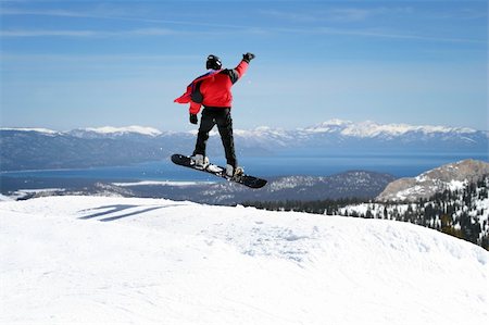 simsearch:400-03985663,k - Snowboarder enjoying a view at Lake Tahoe, California Stock Photo - Budget Royalty-Free & Subscription, Code: 400-04493326