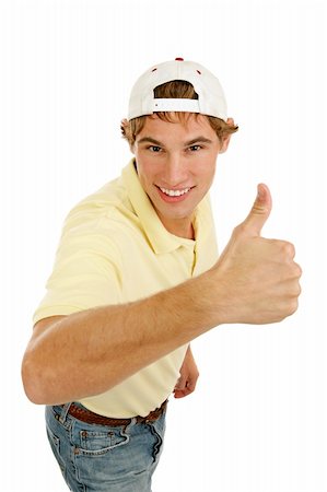 simsearch:400-04505681,k - Casual college age man giving an enthusiastic thumbs-up sign.  Isolated on white. Stock Photo - Budget Royalty-Free & Subscription, Code: 400-04505678