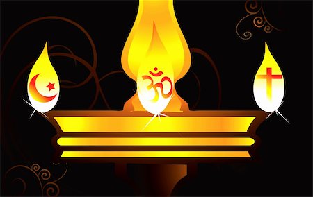 sparkling orange flame - Illustration of hanging golden divine lamp in floral background Stock Photo - Budget Royalty-Free & Subscription, Code: 400-04506163