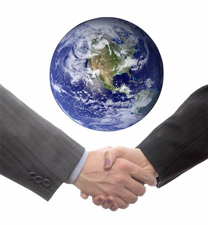 handshake (world image is courtesy of NASA) Stock Photo - Budget Royalty-Free & Subscription, Code: 400-04501738