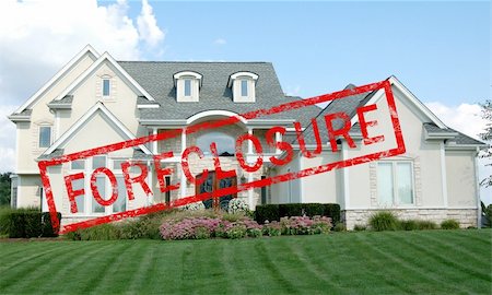 simsearch:693-06667917,k - Foreclosure red stamp across a luxury home Stock Photo - Budget Royalty-Free & Subscription, Code: 400-04501973