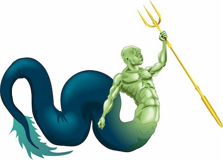 A merman type sea creature or the god Poseidon (Neptune) from classical mythology Stock Photo - Budget Royalty-Free & Subscription, Code: 400-04503463