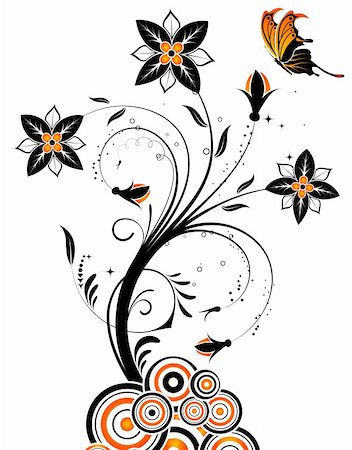 simsearch:400-04060446,k - Flower background with butterfly and circle, element for design, vector illustration Stock Photo - Budget Royalty-Free & Subscription, Code: 400-04515842