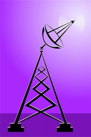 dish satellite tower - Illustration of dish antenna in a base Stock Photo - Budget Royalty-Free & Subscription, Code: 400-04515937