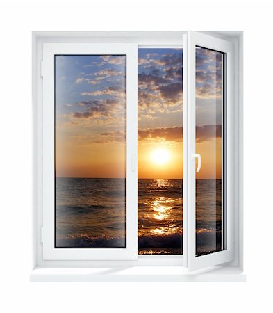 simsearch:400-07820254,k - new opened plastic glass window frame evening isolated on the white background 3d model illustration Stock Photo - Budget Royalty-Free & Subscription, Code: 400-04517911