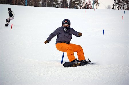 simsearch:400-03985663,k - snowboarder slalom moving, training for contest, white snow Stock Photo - Budget Royalty-Free & Subscription, Code: 400-04519099