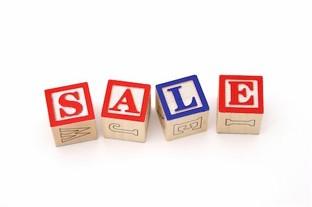 simsearch:600-02346205,k - alphabet wood blocks forming the word sale on a white surface Stock Photo - Budget Royalty-Free & Subscription, Code: 400-04519730