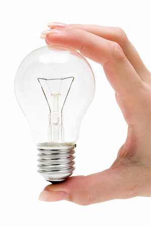 simsearch:400-04265413,k - Holding a light bulb. Isolated on a white background. Stock Photo - Budget Royalty-Free & Subscription, Code: 400-04510996