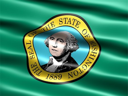 simsearch:400-04145172,k - Computer generated illustration of the flag of the state of Washington with silky appearance and waves Stock Photo - Budget Royalty-Free & Subscription, Code: 400-04511997