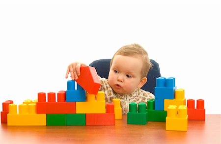 shy baby - Cute baby girl with colorful blocks isolted background Stock Photo - Budget Royalty-Free & Subscription, Code: 400-04512692