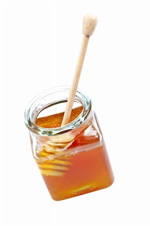 simsearch:400-05135233,k - A wooden drizzler inside of honey jar, reflected on white background Foto de stock - Super Valor sin royalties y Suscripción, Código: 400-04512823