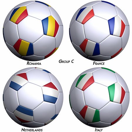 simsearch:400-05747260,k - Four soccer-balls with flags of the countries in Group C in the European championship 2008. Hi-res 3D render with clipping path. Stock Photo - Budget Royalty-Free & Subscription, Code: 400-04525023