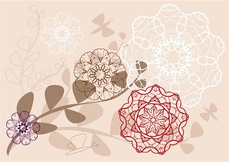 floral embroidery vectors - vector background Stock Photo - Budget Royalty-Free & Subscription, Code: 400-04525491