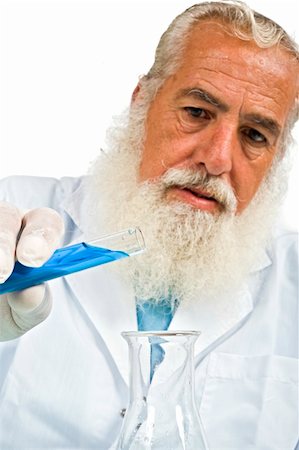 simsearch:400-09011632,k - Mature scientist in laboratory isolated on white Stock Photo - Budget Royalty-Free & Subscription, Code: 400-04528201