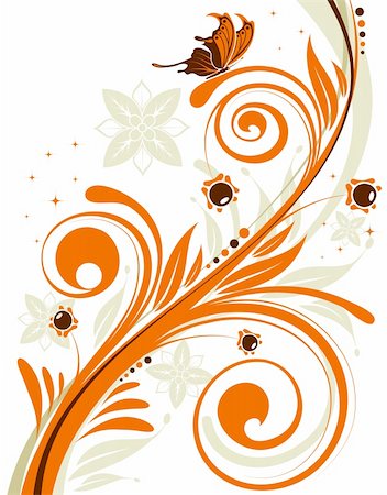 simsearch:400-04060446,k - Floral background with butterfly and wave pattern, element for design, vector illustration Stock Photo - Budget Royalty-Free & Subscription, Code: 400-04528866