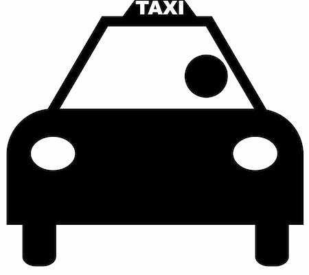 road signs cartoon - black silhouette illustration of the front of a taxi with driver Stock Photo - Budget Royalty-Free & Subscription, Code: 400-04529577