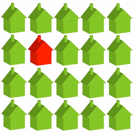 one red house among many green - being different Stock Photo - Budget Royalty-Free & Subscription, Code: 400-04520528