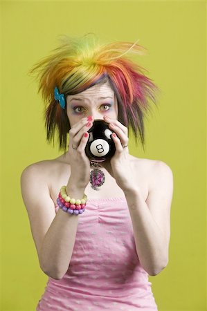 simsearch:400-04016564,k - Close-up of a woman with bright mascara and colorful hair predicts the future Stock Photo - Budget Royalty-Free & Subscription, Code: 400-04520847