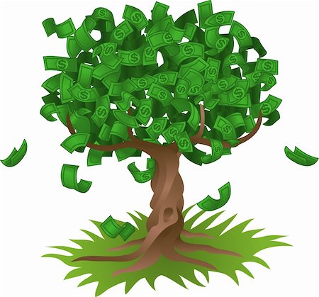 simsearch:400-08891312,k - Conceptual vector illustration. Money growing on a tree, representing perhaps green environmental investments or the growth of any savings or investment. Stock Photo - Budget Royalty-Free & Subscription, Code: 400-04523986