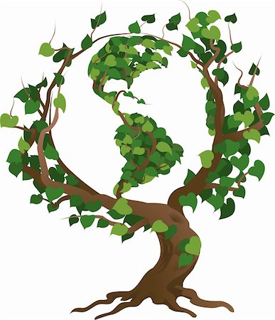 simsearch:400-04619587,k - Conceptual environmental vector illustration. The globe growing in the branches of a tree. Stock Photo - Budget Royalty-Free & Subscription, Code: 400-04523983