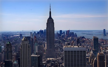 New York City Skyline Looking South from Midtown, Empire State Building, Statue of Liberty and Bridges   Trademarks removed. Stock Photo - Budget Royalty-Free & Subscription, Code: 400-04534119