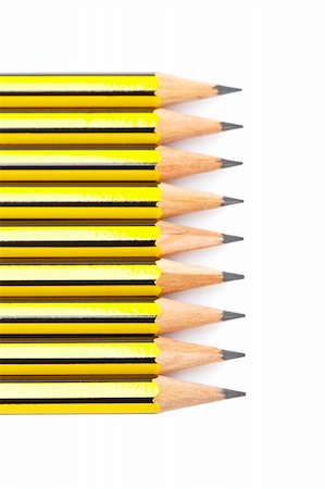 Assortment of pencils with soft shadow on white background. Shallow depth of field Stock Photo - Budget Royalty-Free & Subscription, Code: 400-04534203