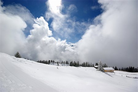 simsearch:400-03985663,k - Mountain panorama during sunny day in Alps with lots of new powder snow Stock Photo - Budget Royalty-Free & Subscription, Code: 400-04536384