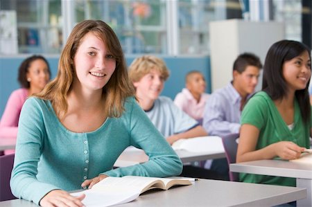 Schoolgirl in high school class Stock Photo - Budget Royalty-Free & Subscription, Code: 400-04536526