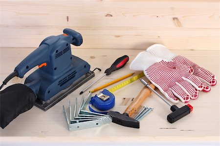 simsearch:400-03947919,k - details of work tools on wooden plank Stock Photo - Budget Royalty-Free & Subscription, Code: 400-04537698