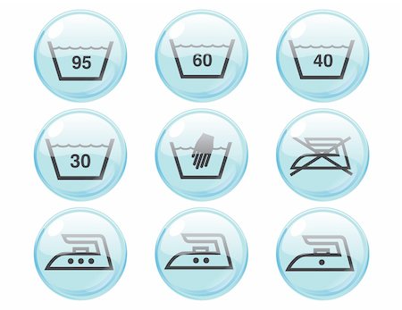 Nine different glossy wash symbols for instructions, buttons, banners, cloths, catalogs Stock Photo - Budget Royalty-Free & Subscription, Code: 400-04539157