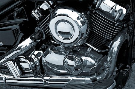 detail of motorcycle engine with chrome covers Stock Photo - Budget Royalty-Free & Subscription, Code: 400-04531656