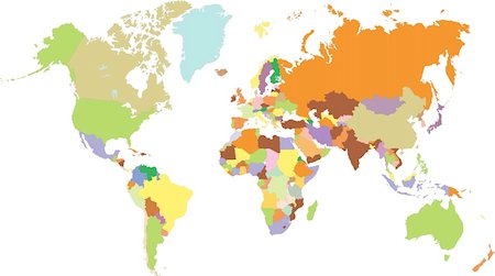 simsearch:400-04009998,k - an unfolded map of the world. world map illustration. color world map Foto de stock - Super Valor sin royalties y Suscripción, Código: 400-04531734