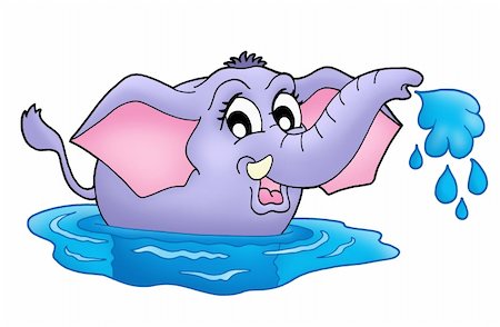 simsearch:400-04052109,k - Color illustration of small elephant in water. Stock Photo - Budget Royalty-Free & Subscription, Code: 400-04531974