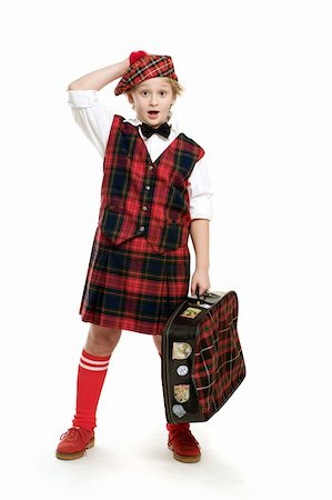 plaid skirt - Surprised scotsman with suitcase on white background Stock Photo - Budget Royalty-Free & Subscription, Code: 400-04532093