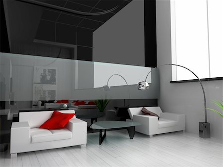 simsearch:400-04720552,k - Modern interior of a drawing room 3d image Stock Photo - Budget Royalty-Free & Subscription, Code: 400-04533253