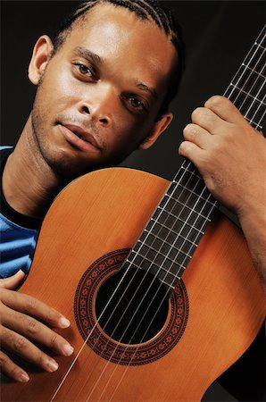 simsearch:400-04163139,k - Portrait of young trendy african american man with acoustic guitar Stock Photo - Budget Royalty-Free & Subscription, Code: 400-04544372