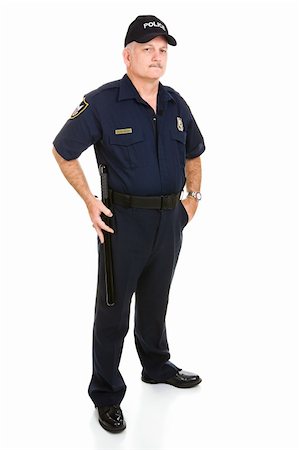 stick work man with hat - Full body isolated view of mature police officer Stock Photo - Budget Royalty-Free & Subscription, Code: 400-04546861