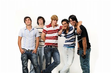simsearch:400-04335148,k - Portrait of young trendy group of male friends posing isolated Foto de stock - Super Valor sin royalties y Suscripción, Código: 400-04547077