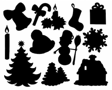 Christmas silhouette collection 02 - vector illustration. Stock Photo - Budget Royalty-Free & Subscription, Code: 400-04548573