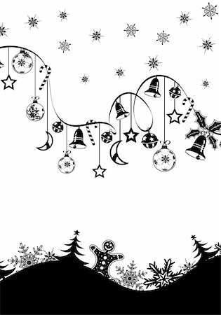 simsearch:400-05374105,k - Christmas background with snowflakes, bell, cake, candy and wave pattern, element for design, vector illustration Stock Photo - Budget Royalty-Free & Subscription, Code: 400-04548899