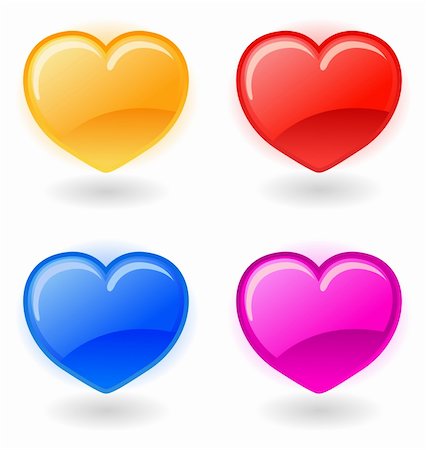 simsearch:400-05891430,k - Set of glossy vector hearts on white background Stock Photo - Budget Royalty-Free & Subscription, Code: 400-04540306