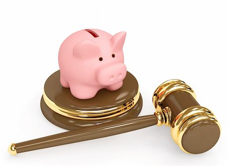 simsearch:400-04231986,k - Judicial 3d gavel and piggy bank. Objects over white Stock Photo - Budget Royalty-Free & Subscription, Code: 400-04542120