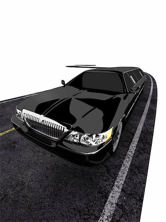 simsearch:400-05034481,k - 3d rendered illustration of a black limousine on the street Stock Photo - Budget Royalty-Free & Subscription, Code: 400-04542460